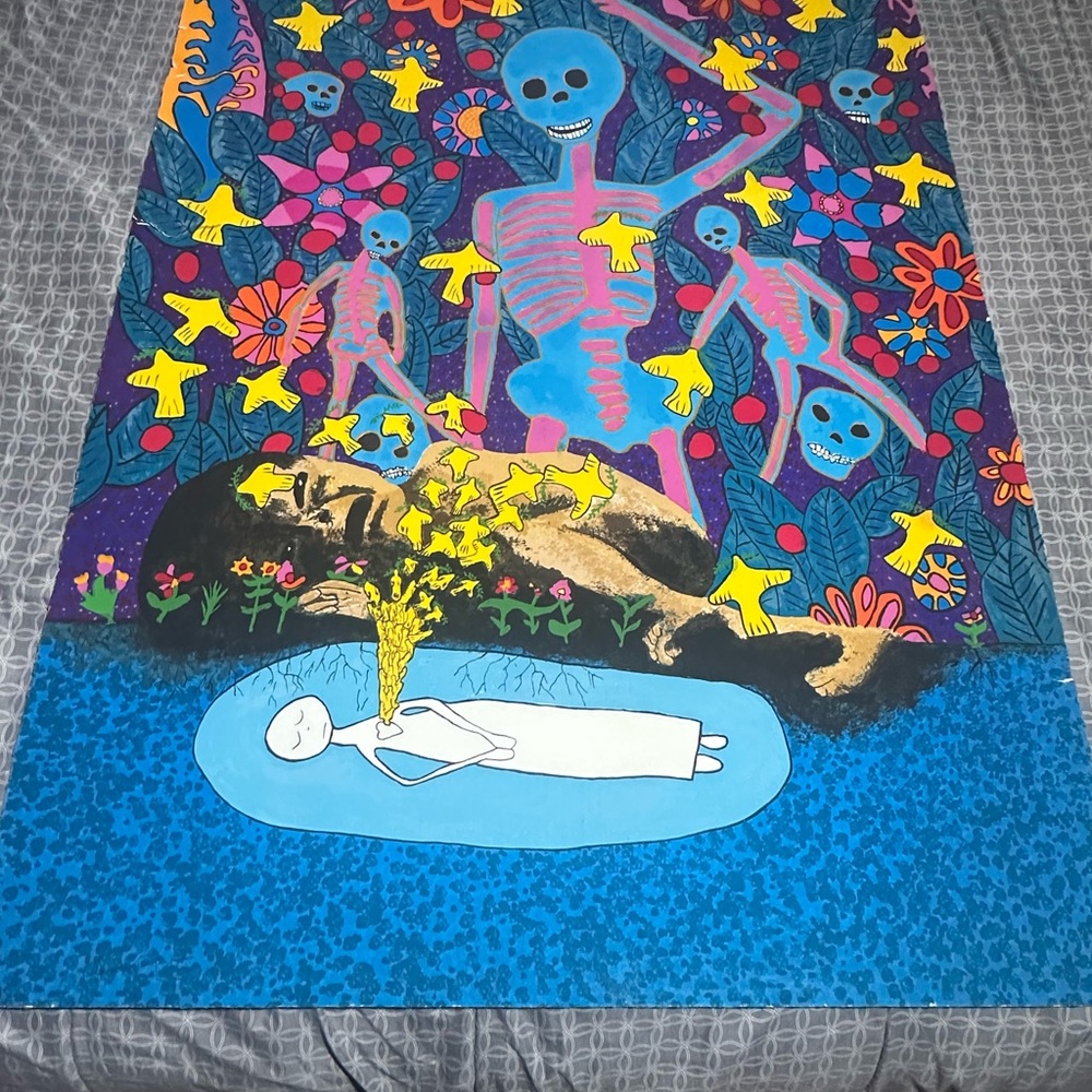 Colorful Skeleton and Floral Wallpapering